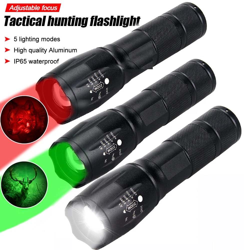 Hunting Thermal Imaging Scope - Lampu LED taktis hijau/merah/putih, senter berburu